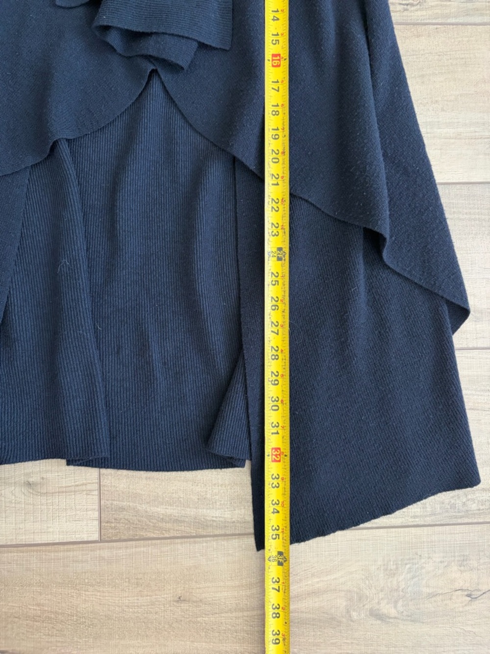 Theory Navy Blue Wool Ribbed Knit Waterfall Casual Neutral Cardigan Sweater M - Picture 6 of 6